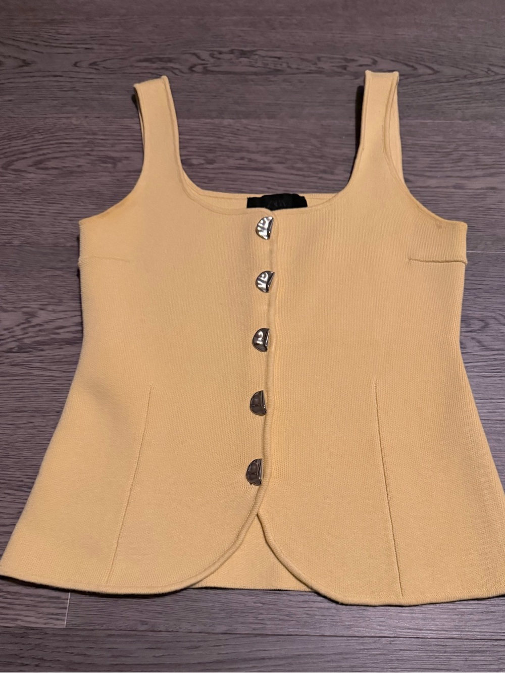 Zara Mustard Yellow Sleeveless Button-Front Camisole